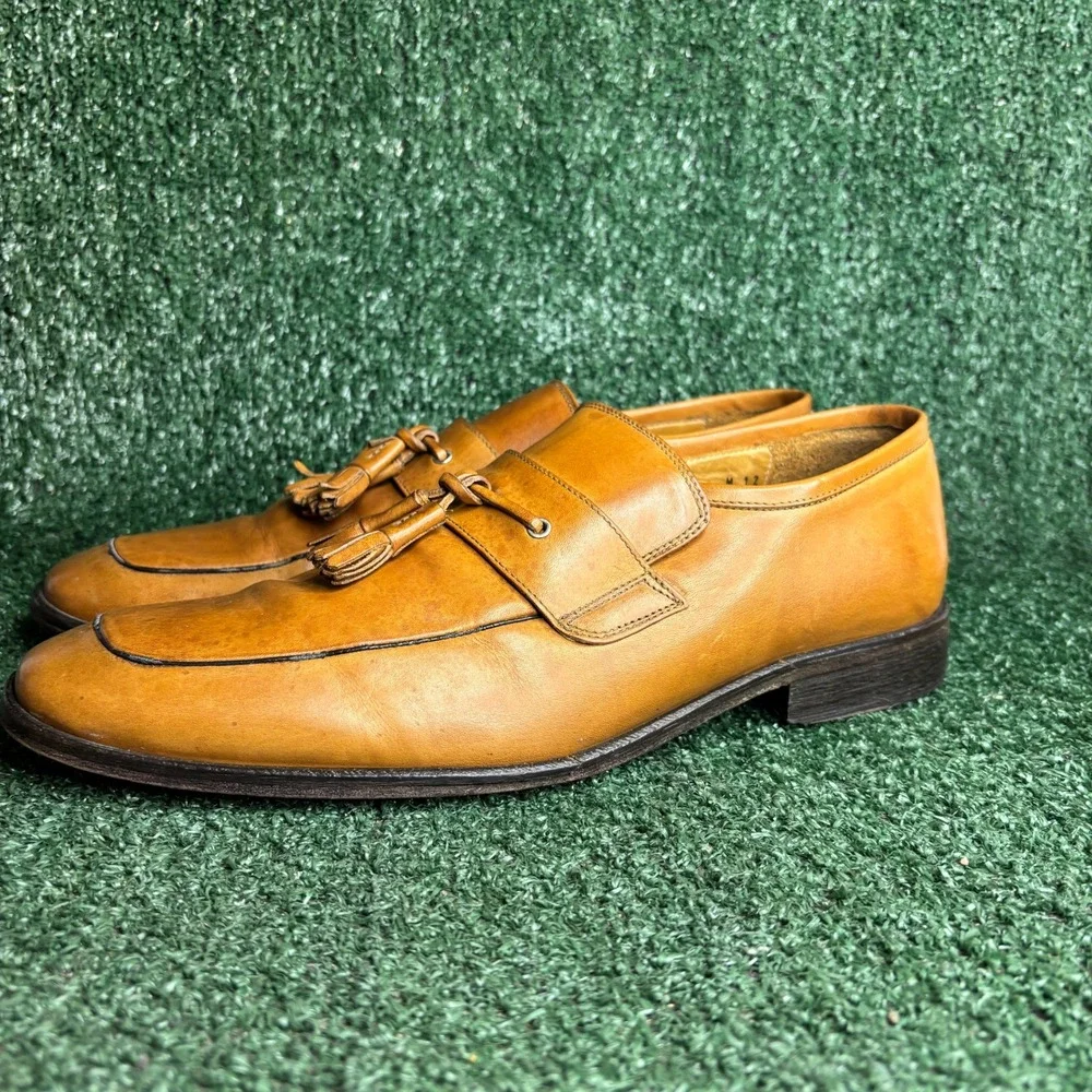 Johnston Murphy J&M 1850 Tassel Loafers Leather Slip On Tan Mens Shoes Size 12 M